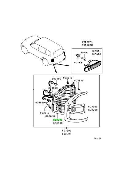 Mitsubishi Pajero 2003-2006 Stop Lambası Sol Üst V7 Oem No: Mn117801