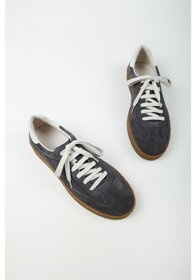 Krahe Palminteri 2 Erkek Hakiki Deri Bağcıklı Antrasit-ekru Sneakers