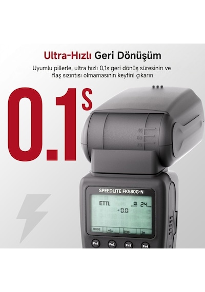 Photoolex G60 Fk580g-n Gn60 Ttl Hss Nikon Uyumlu Speedlite Flaş - Tf-ls-068df-ny-pl