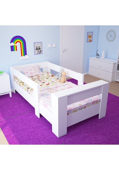 Herseycik Ninnimo Montessori Mdf Karyola Beyaz Y25 - 90X190 Yatak Uyumlu Beyaz