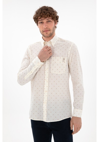 U.S. Polo Assn. Erkek Krem Regular Fit Cepli Gömlek 50296606-VR071