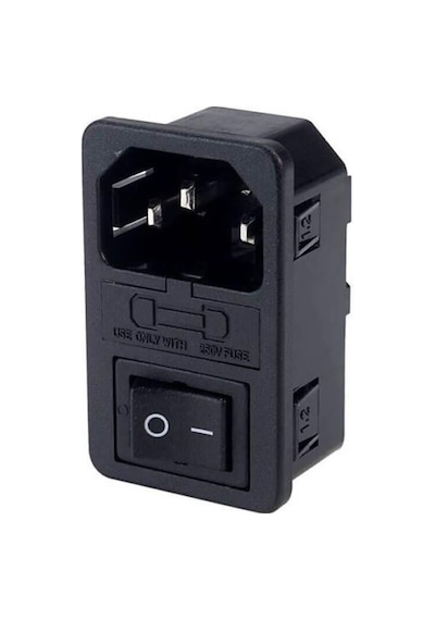 Koodmax 220v / 110v 10a Ac Power Güç Kaynağı Konnektörü - Erkek - Sigortalı - Anahtarlı