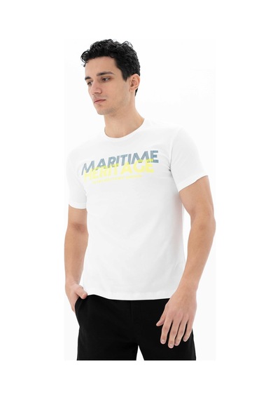 AR-MA Arma Erkek Slim Fit Bisiklet Yaka Tişört Y25344452201 Beyaz