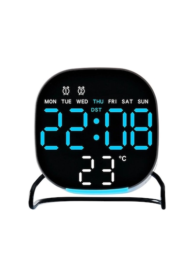 Valkyrie Dijital Led Siyah Masa Saati Alarm Beyaz Derece 3 Kademe Işık, Usb Destekli Modern Gece Lambalı Saat