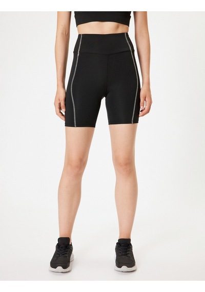 Koton Spor Biker Tayt Dikiş Detaylı Yüksek Bel Slim Fit Siyah 5wak40177nk