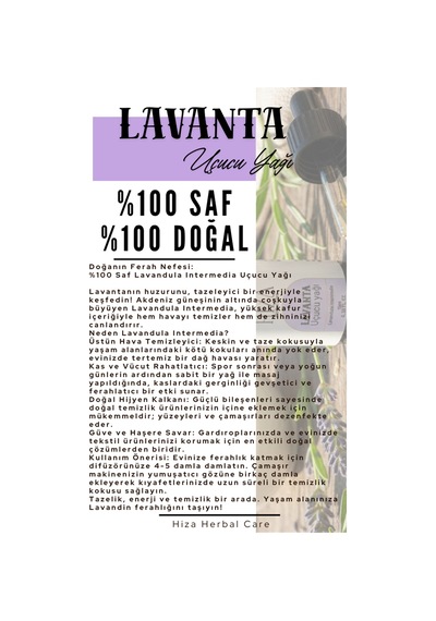 Hiza Herbal Care %100 Doğal Lavanta Yağı İntermedia 10 ML