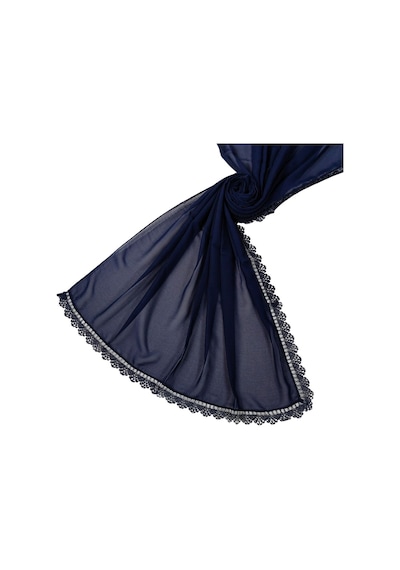 Mim Eşarp İğne Oyalı Şal Namaz Ve Mevlüt Örtüsü 60x150 Cm Lacivert
