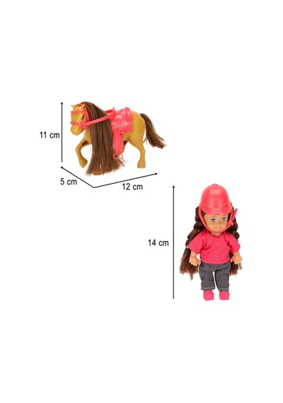 Cute Girl Tatlı Binici Kız Ve Oyuncak Atı 2'li Set - 3+ Yaş Hayal Gücü Geliştiren Hediye Oyuncak