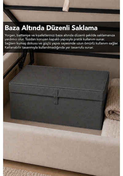 Mega Boy Hurç - Çok Amaçlı Organizer Kapaklı Saklama Kutusu 60x40x30cm Antrasit