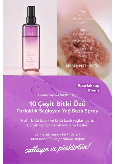 Lador Keratin İçeren Nemlendirici ve Isı Koruyucu Onarıcı Saç Spreyi LADOR Keratin Oil Mist Fig