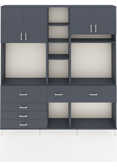 Arges Dolap 11 Raflı 6 Çekmeceli 4 Kapaklı 220x30x243 Antrasit-antrasit/antrasit Antrasıt/antrasıt Arges Dolap 11 Raflı 6 Çekmeceli 4 Kapaklı 220x30x243 Antrasit-antrasit/antrasit Antrasıt/antrasıt
