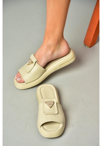 Fox Shoes S518106409 Bej Kadın Terlik Bej