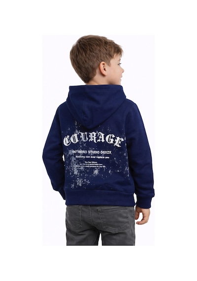 Baglan Erkek Çocuk Önü Arkası Baskılı Kapüşonlu Sweatshirt Bgl-st05246 Lacivert