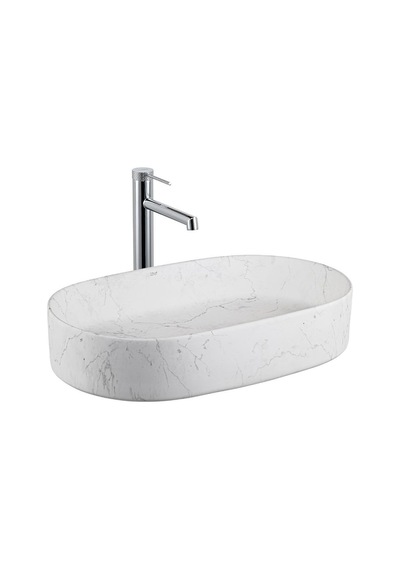 Tezgahüstü Lavabo Mat Beyaz Mermer E-w1202m8 Beyaz