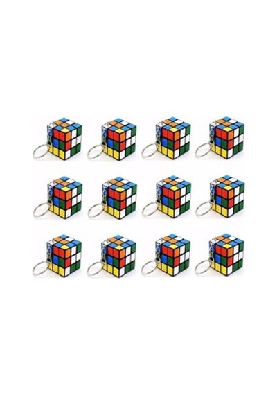 Mini Rubik Küp Anahtarlık Seti, 12 Adet Renkli Zeka Küpü İle Eğlenceli Aktivite