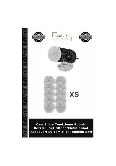 Cam Silme Temizleme Robotu Bezi 5 Li Set Ddc55/c6/s8 Robot Aksesuarı Ev Temizliği Temizlik Seti