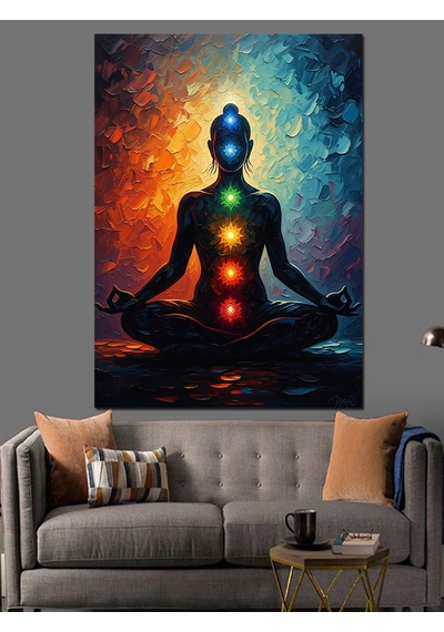 Ahşap Tablo Çakra Meditasyon Yoga Figürü İnsan Figürlü Tablolar