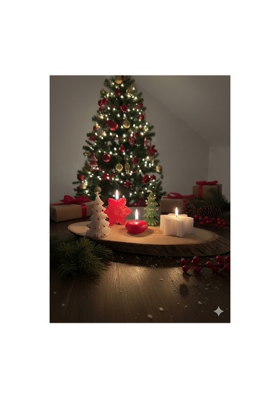 5'li Yılbaşı Mum Konsepti Noel Mumları Çok Renkli