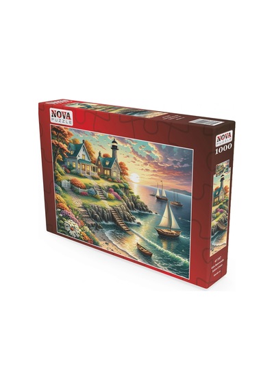 Nova Puzzle 1000 Parça Gün Batımında Sakin Liman Puzzle - 41197 - Deniz Feneri