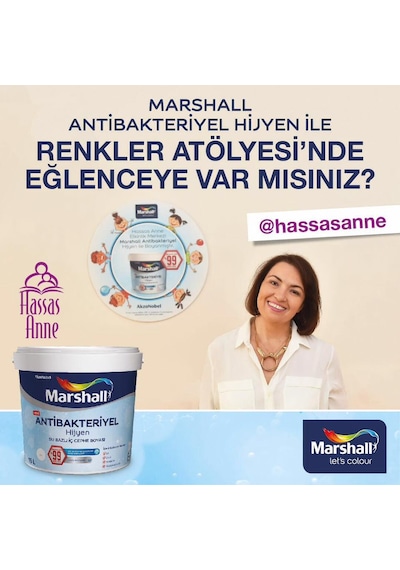 Marshall Antibakteriyel Hijyen Iç Cephe Boyası 15Lt=20Kg+Marshall (278612850)