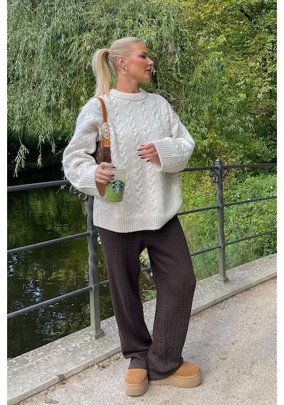 Madmext Ekru Bisiklet Yaka Örme Triko Kazak Mg2009-ekru Ekru