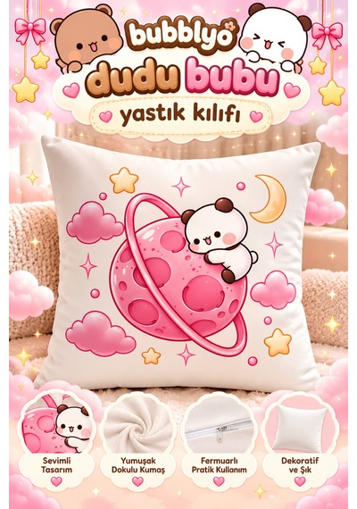 Dudu Bubu Dekoratif Yastık Kılıfı Pembe Pembe