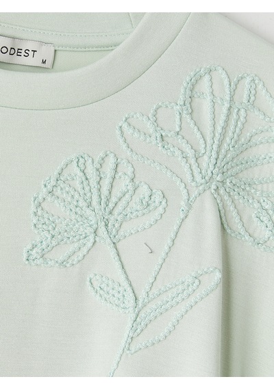 Lcw Modest Yeşil Soft Touch Nakışlı Bluz