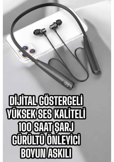 Dijital Batarya Göstergeli Bluetooth Özellikli Boyun Askılı Kulaklık Diğer