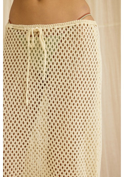 Mai Collection Forio Bej Triko Crop Etek Takım