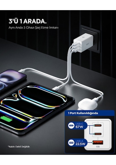 Spigen Ach08710 67 W Hızlı Şarj Adaptörü