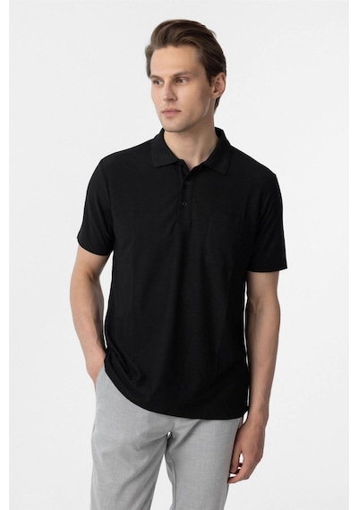 Süvari Waffle Sıfır Yaka Siyah Erkek T-shirt Sts1014000001