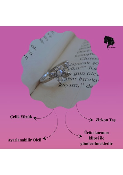 Ayarlanabilir Arı İnci Model Zirkon Taşlı Silver Renk Çelik Yüzük Gümüş