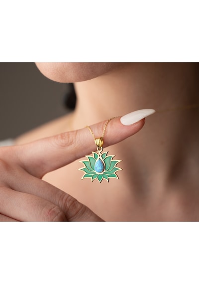 Papatya Silver 925 Ayar Gümüş Opal Taşlı Rüya Serisi Lotus Çiçeği