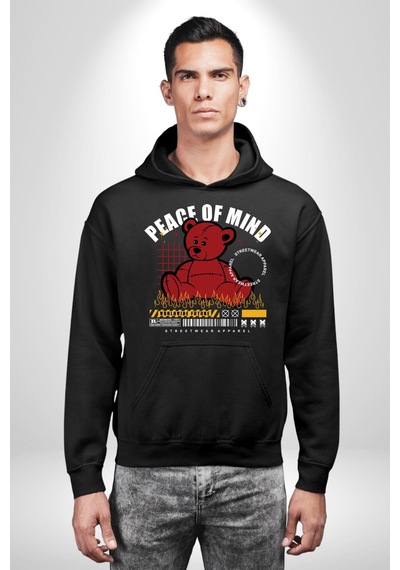 İç Huzur Kadın Erkek Siyah Kapüşonlu Sweatshirt Hoodie Siyah