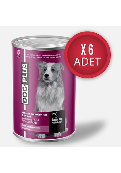 DogPlus Pate Dana Etli Yetişkin Köpek Konserve Yaş Mama 395 Gr x 6 Adet