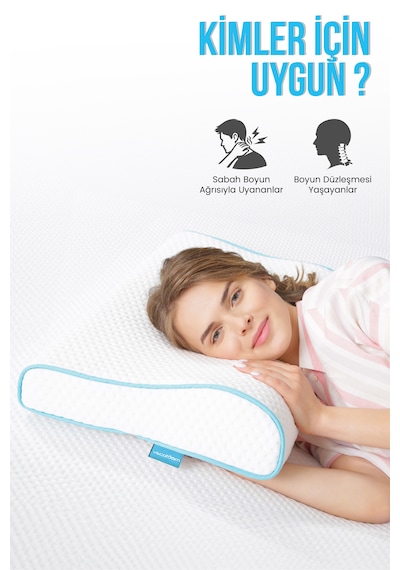 Viscofoam Hava Kanallı Ortopedik Boyun Destekli Yastık Visco Yastık 57x37x10-7cm