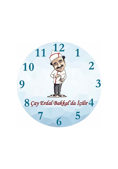 Erdal Bakkal Emrinizde Çap 30cm Sessiz Akar Bombeli Gerçek Cam Duvar Saati Çok Renkli