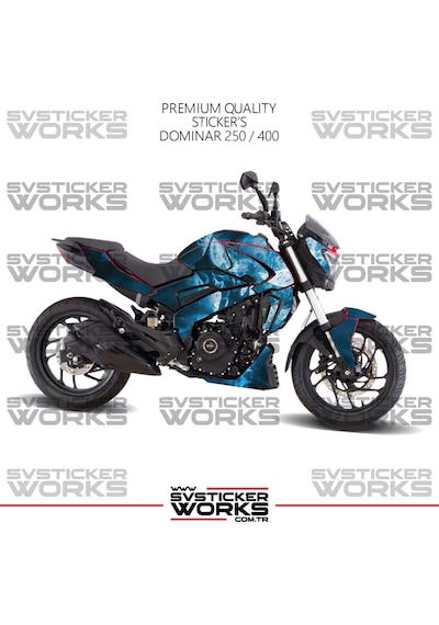 Bajaj Dominar Kaplama 250 / 400 Sticker Mavi Punisher Design Motor Kaplama Modeli Hazır Kit Tüm Modeller Uyumlu