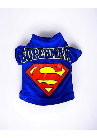 Mavi Superman Kedi Tişörtü Kedi Kıyafeti Kedi Elbisesi
