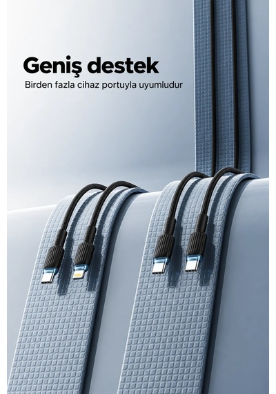 Ven-dens Vd-dc09cc 60 W Pd Type-c To Type-c Hızlı Şarj Ve Veri Kablosu, 1 Metre, Örgü Kaplama, Siyah