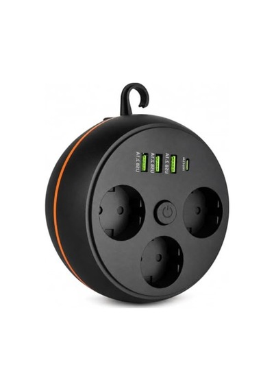 190 Cm Uzunluğunda 3 Prizli Makaralı Priz, 3 Usb Ve 1 Type-c Çıkışı