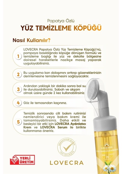 Papatya Yüz Temizleme Köpüğü Gözenek Temizleyici Kan Dolaşımı Destekleyici Kuru Hassas Cilt Tipleri İçin 150 Ml