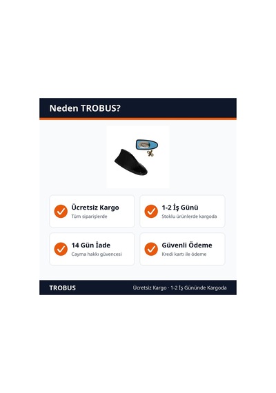 Trobus Oto Elektronik Anten Köpek Balığı Silikon Tabanlı 17x7,5 Cm Parlak Siyah