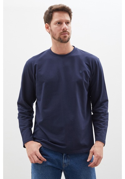 Fullamoda Baskılı Bisiklet Yaka Sweatshirt Lacivert