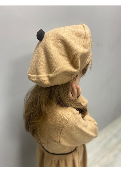 Kaşe Kumaş Şapkalı Kız Çocuk Elbise Mnk0559 001