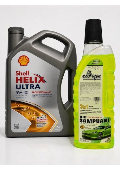 Shell Helix Ultra Pro Af 5W-30 Motor Yağı 7 L + Oto Şampuan 1000 ML