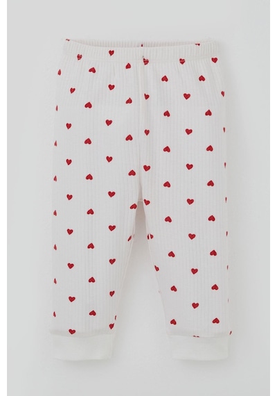 Breeze Kız Bebek Pijama Takımı Omuzdan Patlı Kalp Desenli 4 Ay-1 Yaş, Ekru Ekru