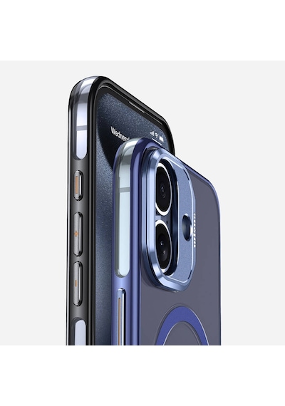 Apple iPhone 16 Uyumlu Kılıf Magsafe Şarj Özellikli Wlons Standlı Efsane Kapak Mavi