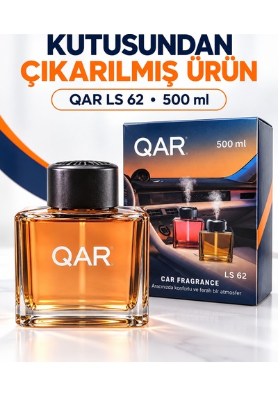 Qar Ls 62 Araç Kokusu 500 Ml Şık Cam Şişe Kalıcı Oto Parfümü Araç İçi Oda Ofis Kullanımına Uygun Izgaralı Kapak