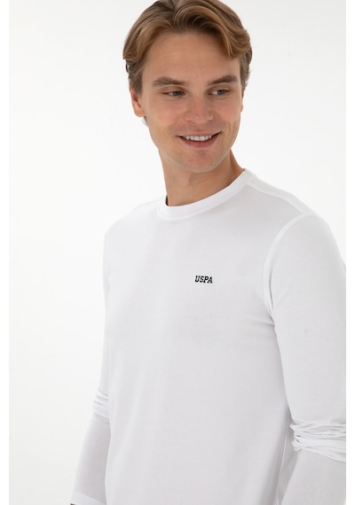 U.S. Polo Assn. Erkek Slim Fit Bisiklet Yaka Beyaz Süprem Basic Sweatshirt 50313744-VR013